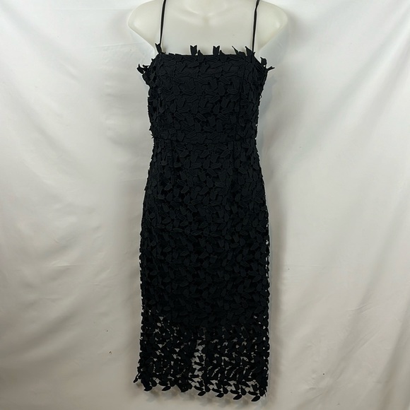 Bardot Liana Leaf Lace Overlay Lined Sleeveless Midi Black Dress Size S - 4 - Picture 3 of 16